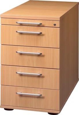 Produktbild von HAMMERBACHER Solid Standcontainer nussbaum 5 Auszüge 42,8 x 80,0 x 72,0 - 76,0 cm