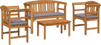 Immagine prodotto di Set da giardino VidaXL con cuscini, 4 pezzi, in legno massello di acacia