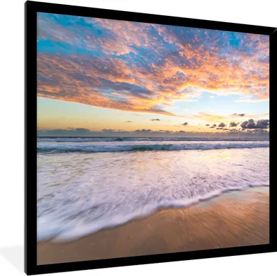 Produktbild von MuchoWow® Gerahmtes Poster Strand - Wolken - Wasser 40x40 cm - Poster mit Schwarzem Bilderrahmen Wandposter Rahmen Foto Bilder - Mit Rahmen - Wanddekoration Schlafzimmer