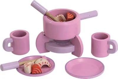 Produktbild von Kinder Küchenspielzeug Kochgeschirr Küche Zubehör Fondue Set Holz Spielküche