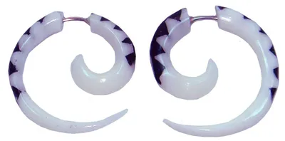 1 Paar Ohrringe aus Bone - Fake Piercing Sichel, 28mm, Farbe A