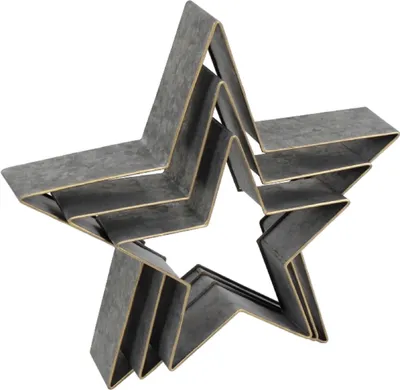 Produktbild von Deko Sterne 3tlg. Set Zink grau gold Metall groß Weihnachten Dekoration modern