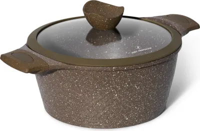 A single cooking pot with a lid, shown from a diagonal angle against a white background.