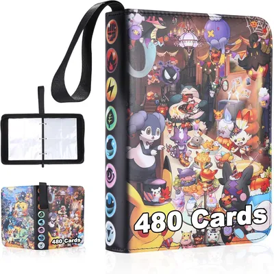 Produktbild von Sammelalbum für Pokemon Karten TCG, 480 Taschen Sammelkarten Album, Toploader Binder Wasserdicht PolyurethanKarten Halter Heft Ordner Buch, Sammelkartenalben