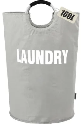 Productafbeelding van Opvouwbare wasmand, inklapbare waszak, groot formaat (XXL), grijs, 160 liter