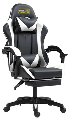 Obrázok produktu pre Herná stolička – Ergonomická herná stolička s výsuvnou opierkou nôh a nastaviteľnou opierkou chrbta – čierna