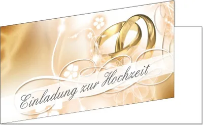 Produktbild von 50 Stück Einladungskarten zur Hochzeit (EKT-102) Format DIN lang Einladungen Ringe Trauung Feier