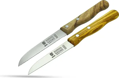 Produktbild von SMI Solingen Tomatenmesser Küchenmesser 2-tlg Schälmesser Obstmesser Holz, Wellenschliff und gerade