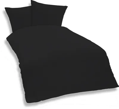 Produktbild von 3 teilige Uni Bettwäsche 200 x 200 cm schwarz Einfarbig Mikrofaser Garnitur