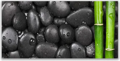 Produktbild von Küchenrückwand aus Glas 120x60cm Spritzschutz Bambusrohre Steine Kunst