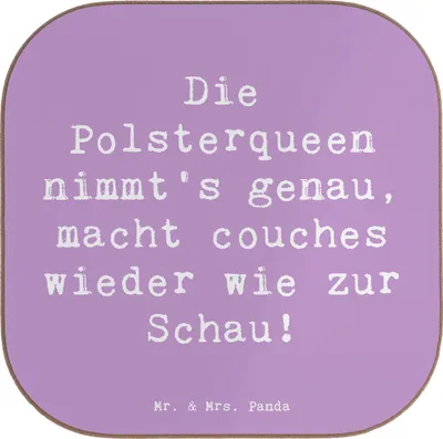 Produktbild von Mr. & Mrs. Panda Untersetzer für Gläser Spruch Polsterei Präzision - Lavendeltraum - Geschenk, Coaster, Glas, Tischuntersetzer, Couch, Polsterin, kreative Geschenke
