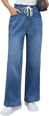 Produktbild von Damenjeans Weite Beinform Flexibel Baggy Bequem Blau XXL