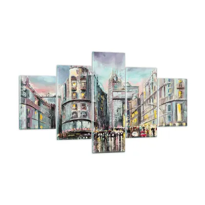 Produktbild von Bilder auf glas - Stadt Straße Haus - 125x70cm - Glasbilder - Wandbilder - Kunstdruck - zum Aufhängen bereit - Wanddekoration aus Glas - Glas Bilder - Wandbild auf Glas - 5 Teile - GEA125x70-3440