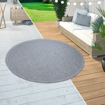 Produktbild von Paco Home In-& Outdoor Teppich Balkon Terrasse Küchenteppich Mit Modernem Bordüren Design 160 cm rund