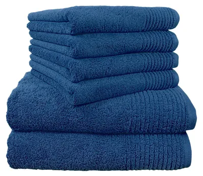 Produktbild von Dyckhoff Handtuchset "Brillant", 2 Badetücher / Duschtücher 70 x 140 cm und 4 Handtücher 50 x 100 cm, 6-teilig, blau