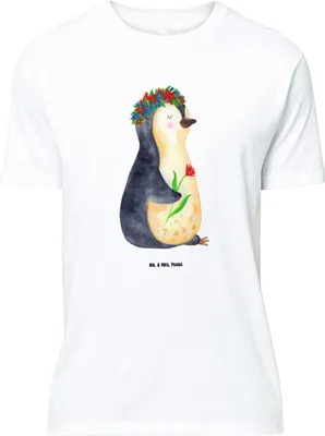 Produktbild von Mr. & Mrs. Panda T-Shirt Pinguin Blumen - Weiß - Geschenk, Wunderschön, Liebeskummer, Lustiges, Oversize, Geschenkidee, Shirt, Tshirt, Motivation, Blumenliebe, mit Spruch