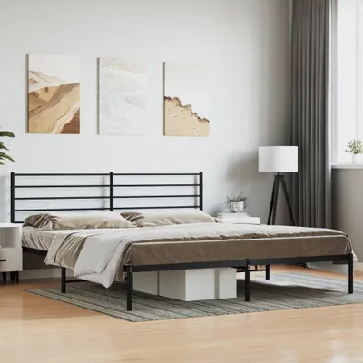 Produktbild von Bettgestell mit Kopfteil Metall Schwarz 193x203 cm , Klassische Betten Design 2024
