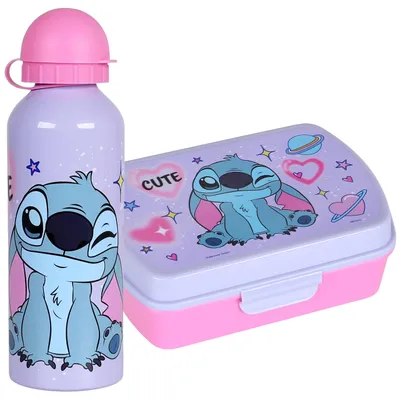 Frühstücksset Brotdose + Flasche 500 ml, Stitch, für Mädchen