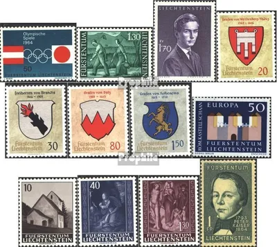Produktbild von Briefmarken Liechtenstein 1963 Mi 437-448 (kompl.Ausg.) Jahrgang 1964 komplett postfrisch Sondermarken