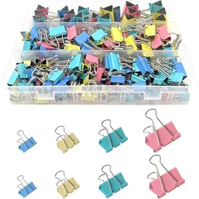 Produktbild von Multifunktionelle Papierklammern, 170 Stück, 15 mm/19 mm/25 mm/32 mm, farbig, für Schule und Büro.
