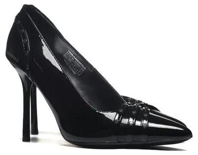 Zdjęcie produktu dla Karl Lagerfeld SARABANDE, czarne szpilki z ćwiekami i paskami, rozmiar 39. (Model: KL309)