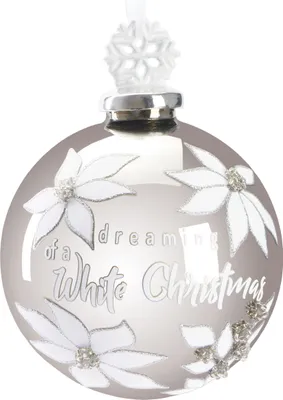 Produktbild von BRUBAKER Premium Weihnachtskugel Dreaming of a White Christmas - 10 cm Baumkugel aus Glas mit Schneeflocken Figur aus Porzellan