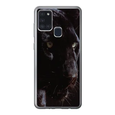 Produktbild von MuchoWow® Handyhülle Schutzhülle Hülle für Samsung Galaxy A21s Panther - Tier - Schwarz Silikon Softcase Handy Hülle - Hartschale