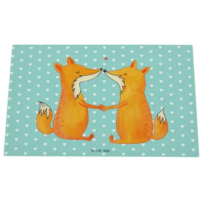 Produktbild von Mr. & Mrs. Panda schneidbrett Füchse Liebe - Türkis Pastell - Geschenk, Schneidebrett Aus Glas, Partner, Schneidplatte, Freundin, Hackbrett, Fuchs, Paar, schneidunterlage