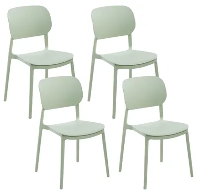 Produktbild von BELIANI Gartenstuhl 4er Set Hellgrün Kunststoff Stapelbar mit Lehne ohne Armlehnen Modern Outdoor Balkon Terrasse Garten Kunststoffstuhl Plastikstuhl