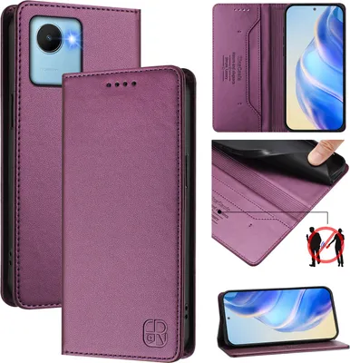 Produktbild von Lederhülle für Realme C30/Realme C30s Hülle Flip Brieftasche Kartenfächern Ständer Schutzhülle Lila
