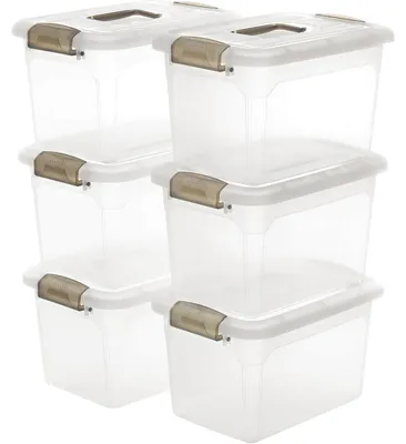Productafbeelding van Citylife Opbergboxen, 8 liter, set van 6, stapelbaar, transparant, met clips en handgrepen