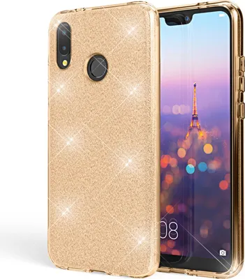 Immagine prodotto di Huawei P20 Lite cover telefono cellulare da NALIA, scintillante custodia in silicone cover posteriore oro