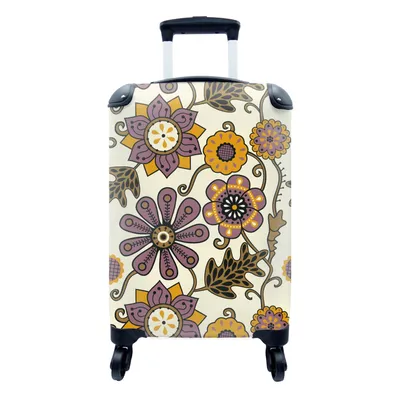 Produktbild von MuchoWow® Koffer Handgepäck Trolley Rollkoffer Kleine Reisekoffer mit 4 Rollen - Blumen - Bohème - Vintage - Cartoon - Cabin Size < 55x40x23 cm & 55x40x20 cm - Fotokoffer - Kabinenkoffer - Boardgepäck - Reise-Box - Reisekoffer - Reisegepäck - Koffer mit Bild - Trolley für Kinder