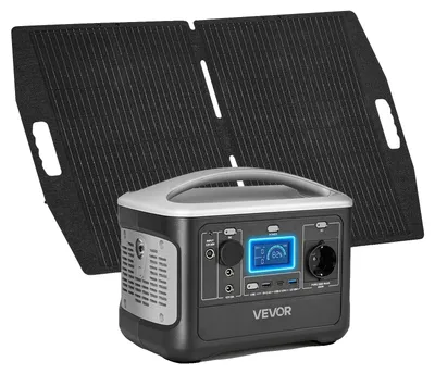 Zdjęcie produktu dla Przenośna Elektrownia Vevor 600W 493Wh Z Panelem Słonecznym 100W Awaryjny