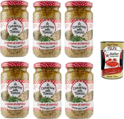 Produktbild von Le Conserve della Nonna- Crema di Carciofi Artischockencreme für Nudeln, Reis und Croutons 6x 190gr+ Italian Gourmet polpa 400g