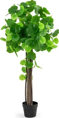 Produktbild von 110 cm hoher künstlicher Dekobaum, künstlicher Zierapfelbaum mit Holzstamm, PE-Rattan, Hortensienblättern & üppigem Moos, Grün