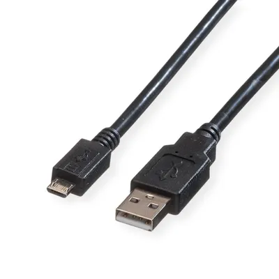 Obrázok produktu pre ROLINE 11.02.8752, 1,8 m, USB A, Micro-USB B, USB 2.0, 0,48 Gbit/s, Čierna