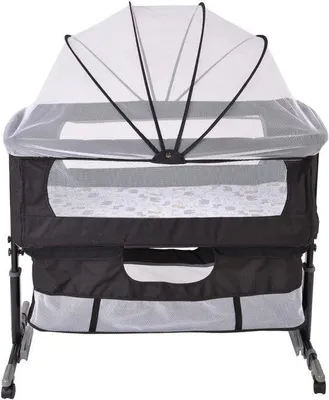 Productafbeelding van Verstelbaar Babybed: Veilige Co-Sleeper met Opbergmand en Wieltjes
