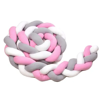 Image de Mantille tricotée 180 cm, blanc + gris + rose