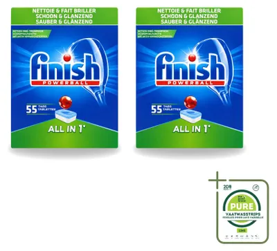 Produktbild von 2 x Finish Powerball All in 1 Geschirrspültabs - Sauber & Glanz - Limettenduft - Großpackung - 2 Stücke