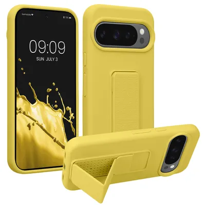 Produktbild von kwmobile Handyhülle für Google Pixel 10 / Pixel 10 Pro Hülle - TPU Silikon Case mit Fingerhalter und Stand - Schutzhülle Cover in Strahlend Gelb