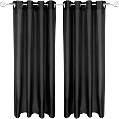 Image de lot de 2 rideaux opaques Alessia avec œillets 140x175cm noir