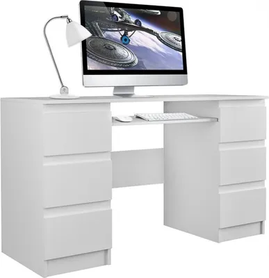 Produktbild von CDF Schreibtisch Kuba | Farbe: Mattweiß | Ideal für Büro, Arbeitszimmer, Kinder- und Jugendzimmer