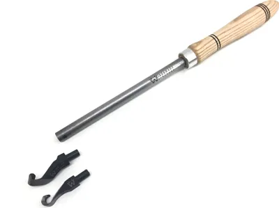 Produktbild von Universalhalter Ø 13mm kurz mit Heft + Wiedemanns gr. gerader und gekröpfter Ausdrehhaken Drechsler drechseln woodturning woodturner (SET002K)