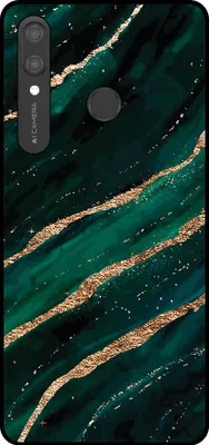 Immagine prodotto di Smartphonica Custodia per telefono adatta a Huawei P Smart (2019) con stampa in marmo - Custodia posteriore in TPU con design in marmo - Verde Oro