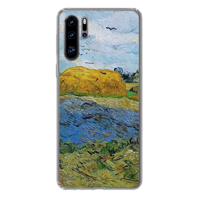 Produktbild von MuchoWow® Handyhülle Schutzhülle Hülle für Huawei P30 Pro Heuballen unter einem regnerischen Himmel - Vincent van Gogh Silikon Softcase Handy Hülle - Schutzdeckel