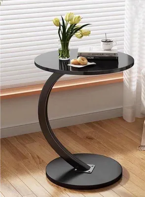 Obrázok produktu pre Drevený príručný stolík - Príručný stolík do obývačky - 1 kus - čierny - orech - priemer 40 cm