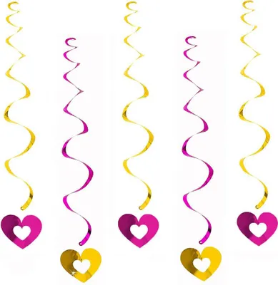 Produktbild von Oblique Unique 5 Girlande Spiral Wirbel Deckenhänger mit Herz offen - gelb-pink