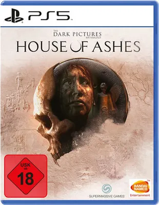The image is a product shot of the video game 'The Dark Pictures Anthology: House of Ashes' for PlayStation 5.