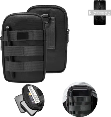 Produktbild von K-S-Trade Holster Gürtel Tasche kompatibel mit Asus Zenfone Max Pro (M2) Handy Tasche Schutz Hülle dunkel-grau viele Fächer, 1x